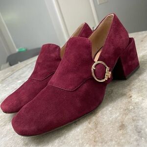 TORY BURCH Tess Loafer Pump Burgundy Suede Women’s 6M